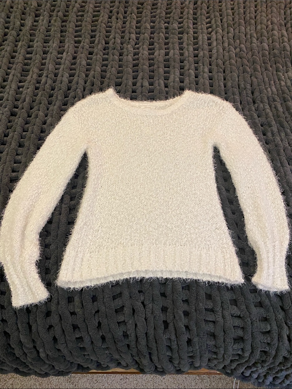 Maurices White Fuzzy Crewneck Sweater